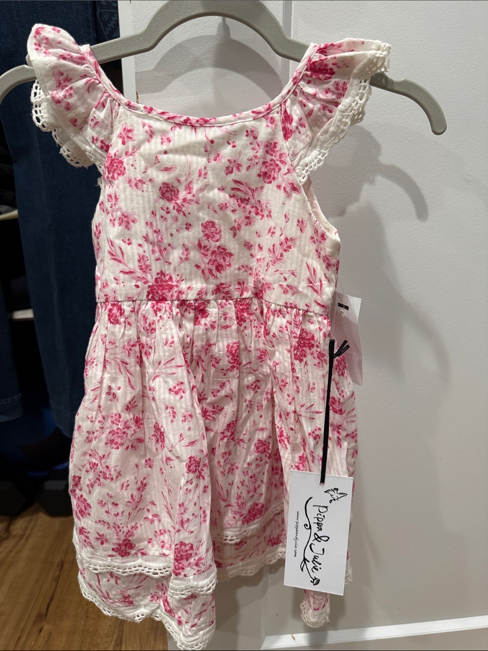 18M  Pippa & Julie White and Pink Floral Skirted Dress